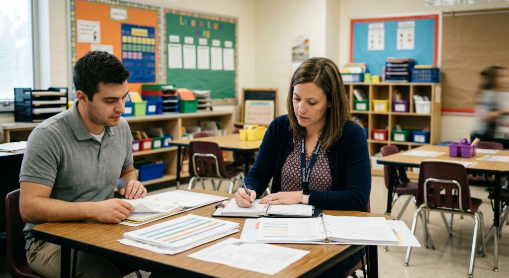 Educators collaborating in a resource room, illustrating the supportive environment impacted by the true cost of unfilled special education positions.